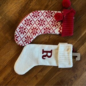 Red and White Knit Christmas Stockings bundle nwt